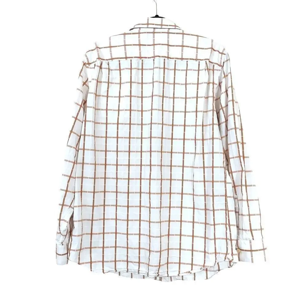Banana Republic Men's Fitted Multicolor Windowpane Plaid L/S Button Front Shirt